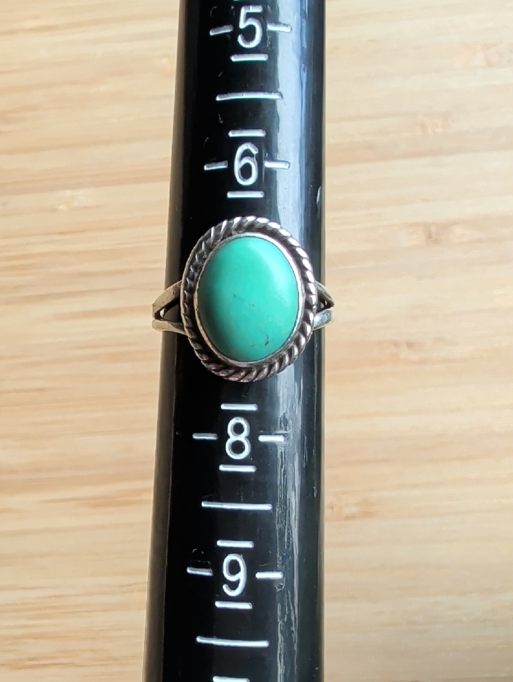Sterling Silver Turquoise Oval Ring - Green Turquoise Accent